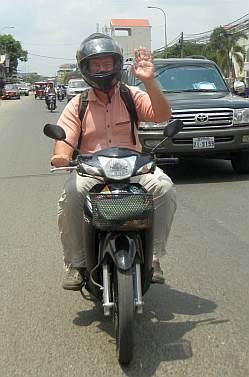 Fr. Kevin Conroy cruising in Phnom Penh